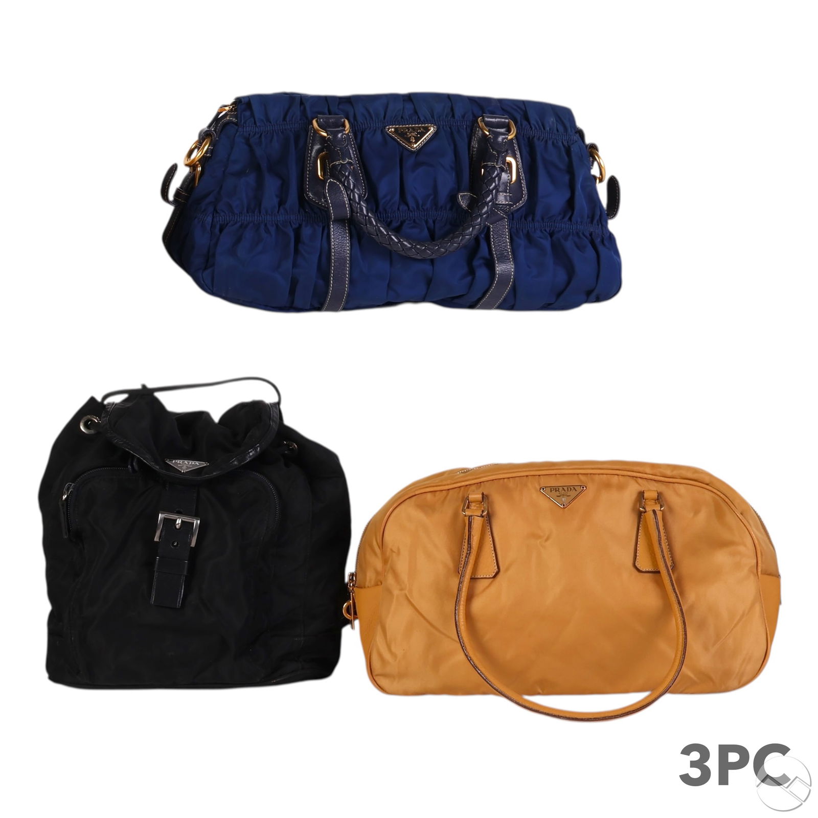 Prada Nylon Backpack Ruched Tote & Shoulderbag LOT (1 of 7)