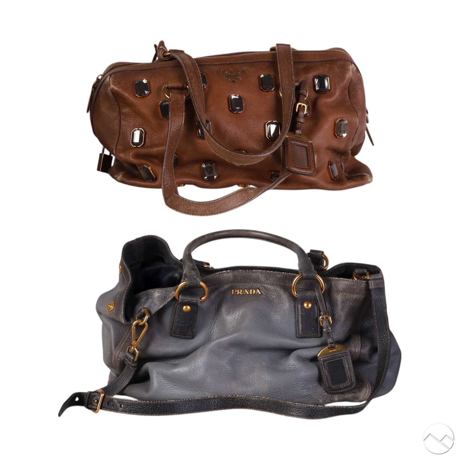Prada Cervo Pietre & Antik Leather Handbag 2pc LOT (1 of 9)