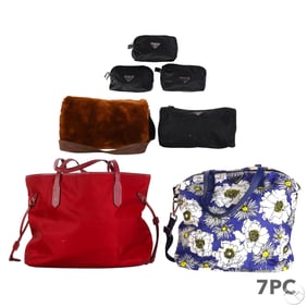 Prada Vintage 7pc Nylon Purse Tote Bag ESTATE LOT
