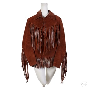 Vintage Unisex Leather Fringe Long Sleeve Jacket