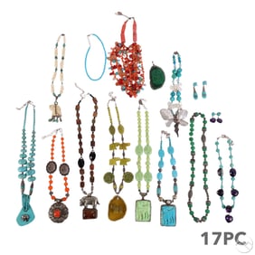 Artisan Beaded Gemstone Statement Necklace 15p LOT
