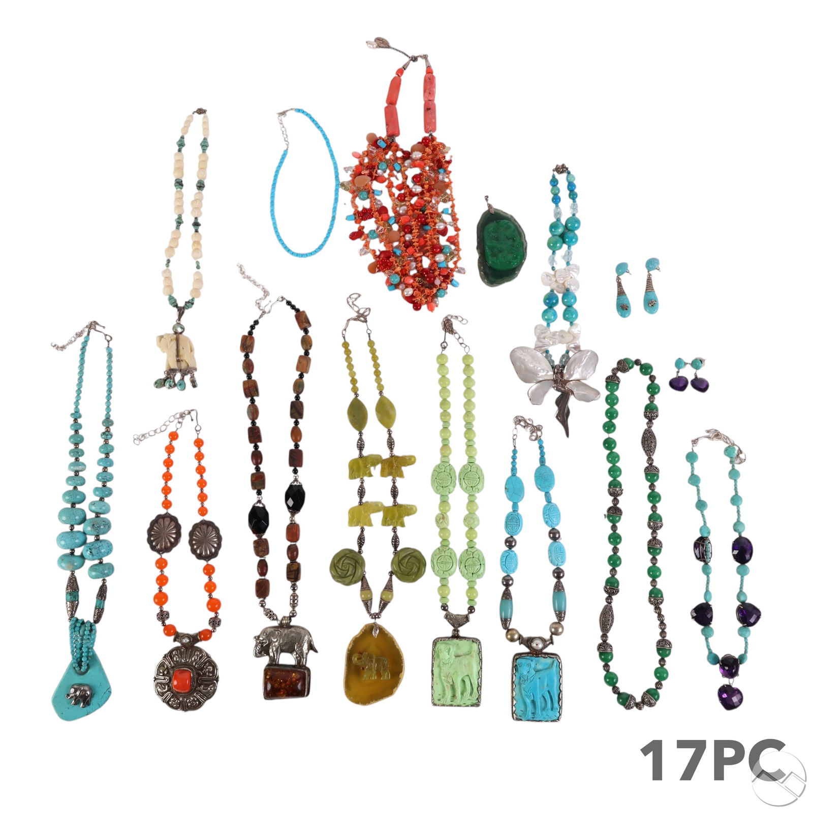 Artisan Beaded Gemstone Statement Necklace 15p LOT (1 of 7)