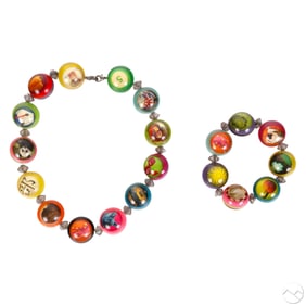 Vintage French Pop Art Lucite Necklace & Bracelet
