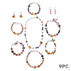 Lampwork Art Glass Dog Theme Necklace Bracelet LOT