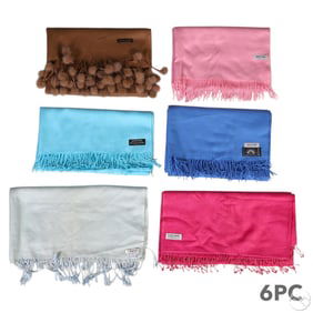 Cashmere & Pashmina Wraps & Scarves 6pc ESTATE LOT