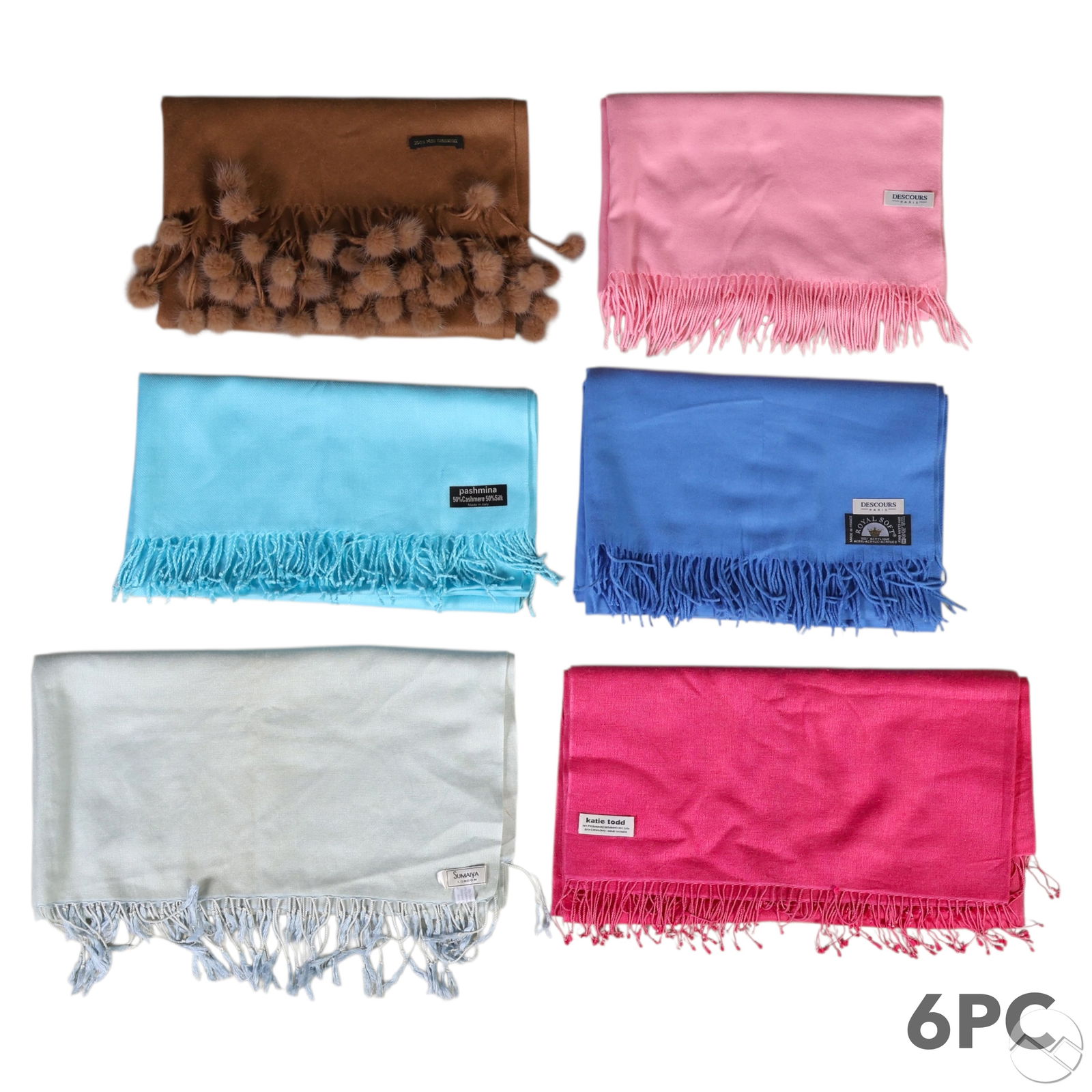 Cashmere & Pashmina Wraps & Scarves 6pc ESTATE LOT (1 of 14)