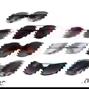 Chanel Luxury Designer Women's Sunglasses 7pc LOT: Seven pairs of Chanel women's designer sunglasses showcasing a variety of styles by the iconic French fashion house. The collection includes oversized square, wraparound, rimless, and semi-rimless fra