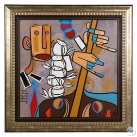 LEBO (1972-2023) "Hum Along As We Strum" Painting