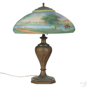 Pairpoint Reverse Painted Scenic Shade Lamp SIGNED