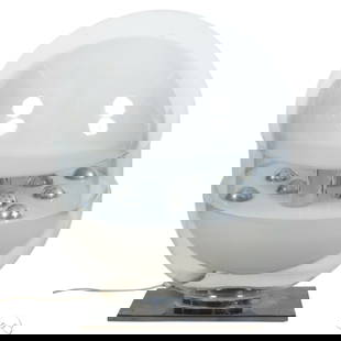 Francesco Bocola b.1938 Italian Bubble Table Lamp: Francesco Bocola (Italian, born 1938), Bubble Table Light, designed circa 1969. Constructed from Perspex, stainless steel, and chrome-plated steel, the lamp features a globe-shaped acrylic dome encasi