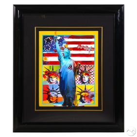 Peter Max b.1937 Patriotic Liberty Painting SIGNED