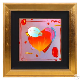 Peter Max b.1937 Modern Acrylic Heart Painting COA