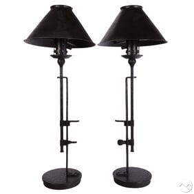 Ralph Lauren Pair Bronzed Adjustable Table Lamps