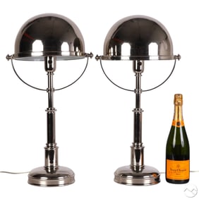 Ralph Lauren Pair of Chrome Carthage Table Lamps