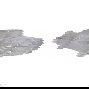 Daum Crystal Cadillac Eldorado Automobile Model: Daum (French), crystal sculpture depicting a vintage Cadillac Eldorado automobile. The clear crystal form features frosted interior detailing and captures the distinctive profile of the Eldorado model
