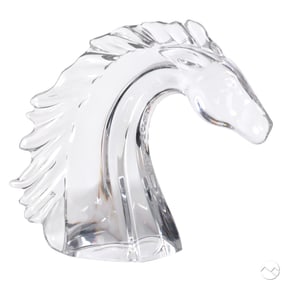 Daum Nancy Sculptural Clear Crystal Horses Bust