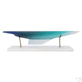 Daum Pate De Verre Glass Sailboat Hull Sculpture