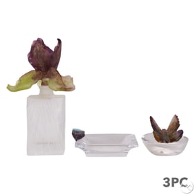 Daum France Pate De Verre Dish Tray & Scent Bottle