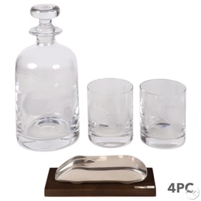 Ralph Lauren Two Glasses, Decanter & Metal Car LOT