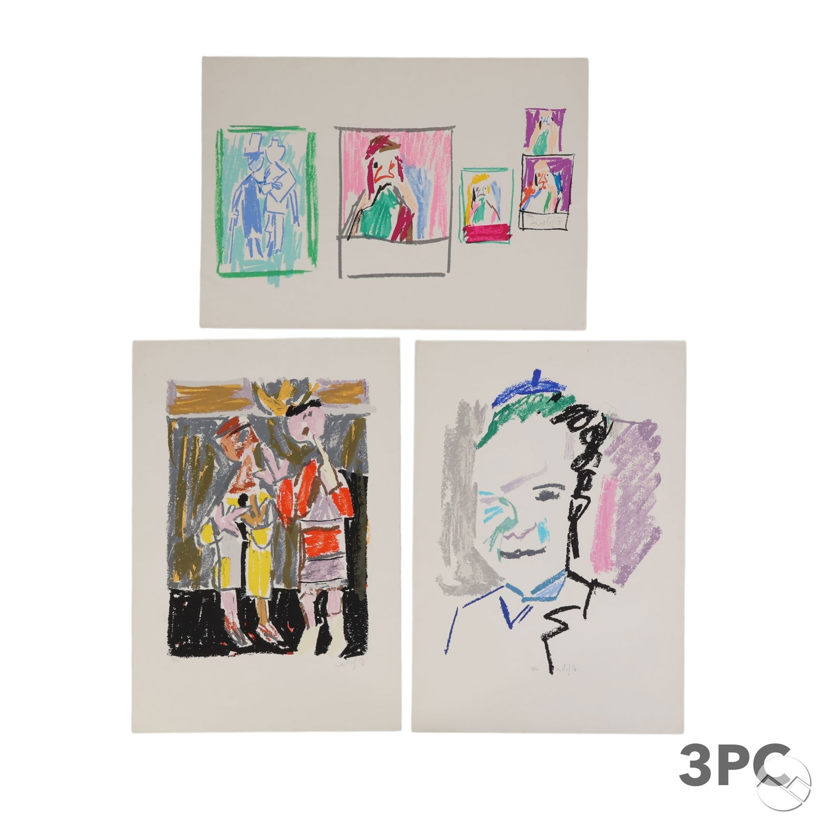 Pinchas Litvinovsky 1894-1985 Lithographs 3pc LOT (1 of 6)