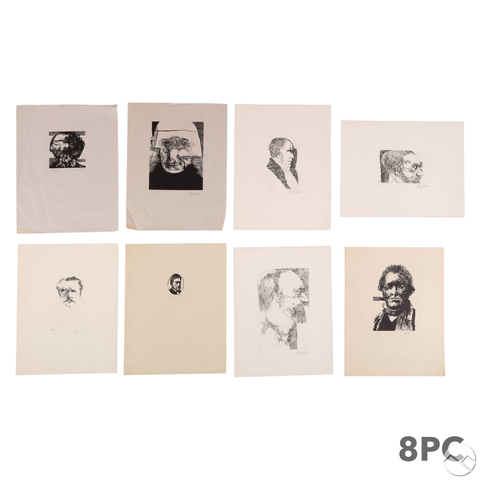 Leonard Baskin 1922-2000 Etching 8pc LOT SIGNED (1 of 7)