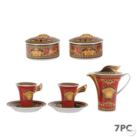 Versace Rosenthal Red Medusa Tea Service 7pc LOT
