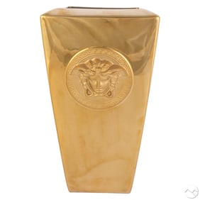 Versace Rosenthal Vanity Medusa 13" Gold Tone Vase