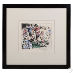 LeRoy Neiman 1921-2012 Soccer 1980 Etching SIGNED