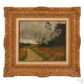 Antique French Provincial Landscape Oil Painting