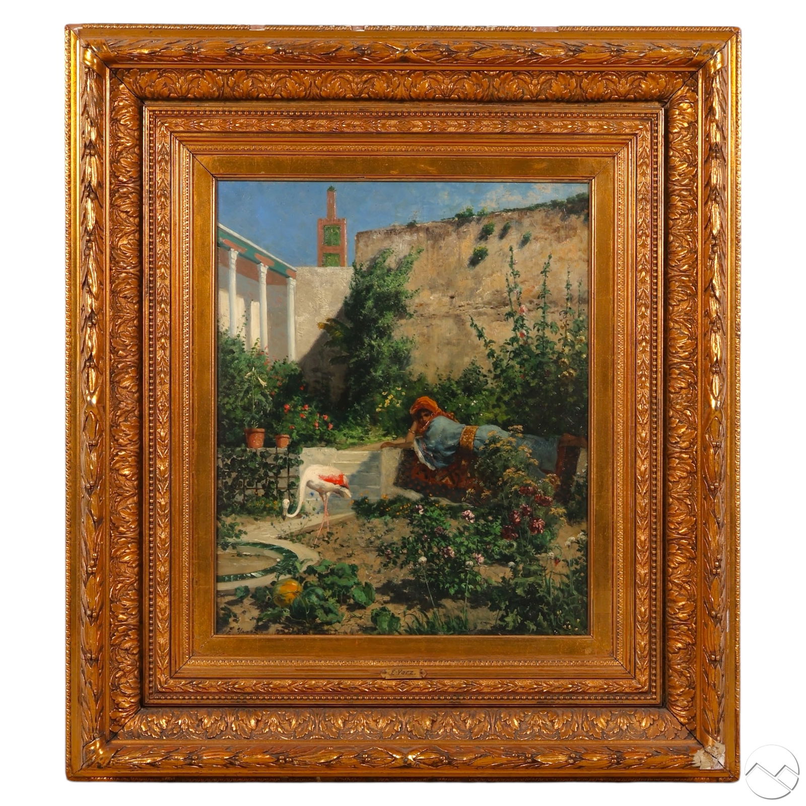 Edmond Yarz 1846-1921 Figural Courtyard Painting (1 of 9)