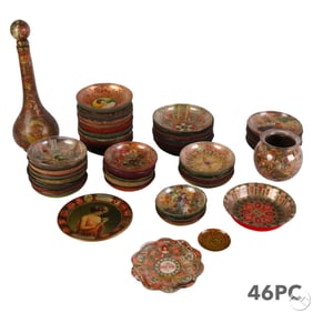 Cigar Band Tobacciana Folk Art Glass Dish 46pc LOT