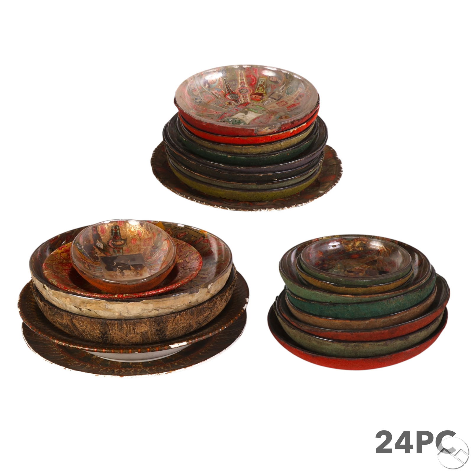 Cigar Band Tobacciana Folk Art Dish Bowl 24pc LOT (1 of 7)