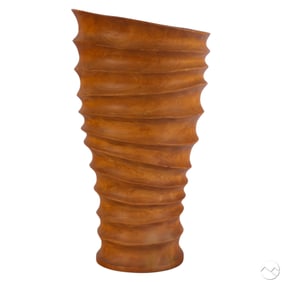 Donna Karan Lenox Carved Wood Rippled Cane Stand