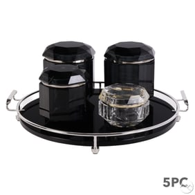 Ralph Lauren Glass Dresser Tray and Jars 5pc SET