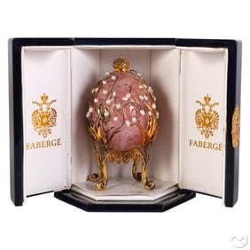 Faberge Rose Quartz & Pearl LE Egg with Box SIGNED
