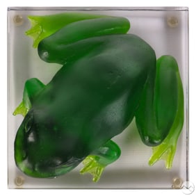 Faberge Green Pate de Verre Glass Frog LE SIGNED