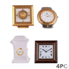 Cartier Fendi Versace Rosenthal Desk Clock 4pc LOT
