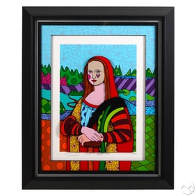 Romero Britto b.1963 Mono Lisa 3-D Print SIGNED