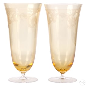 Versace Rosenthal Pair of Arabesque Amber Goblets