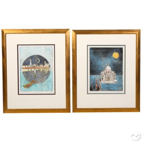 Italian Landscape Illustration Etchings 2pc LOT