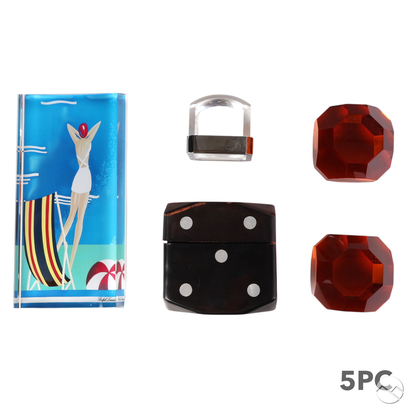 Ralph Lauren Crystal & Leather Desktop Items LOT (1 of 10)
