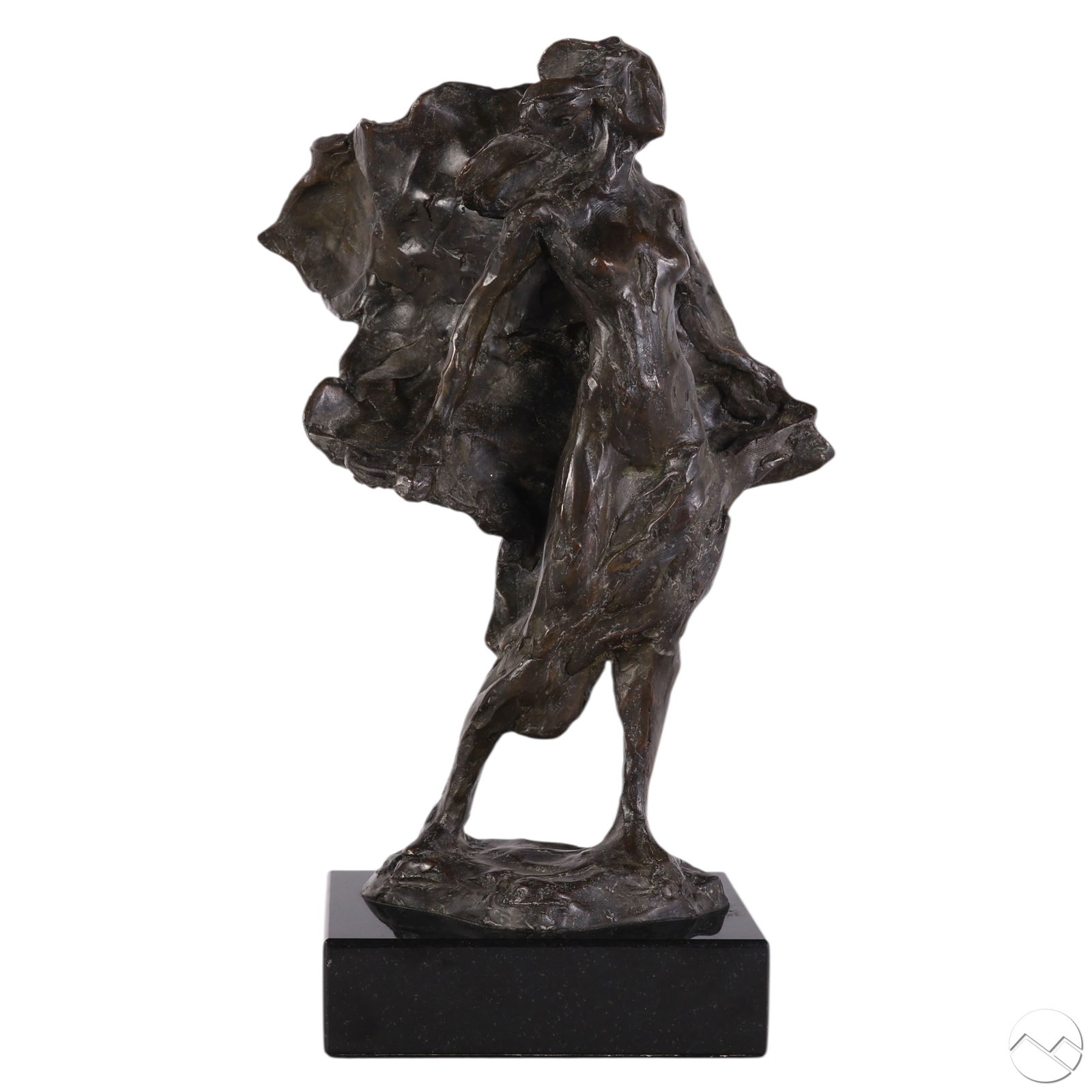Frederick Hart 1943-1999 Bronze Woman LE Sculpture: Frederick Hart (American, 1943-1999), Woman Rising, limited edition cast bronze sculpture depicting a partially abstracted female form emerging upward with arms at her sides, draped in windswept conto