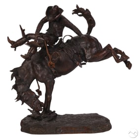 L Hampton b.1922 Bronze Bucking Bronco Sculpture