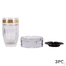 Versace Rosenthal Crystal Vase & Cigar Ashtray 3pc