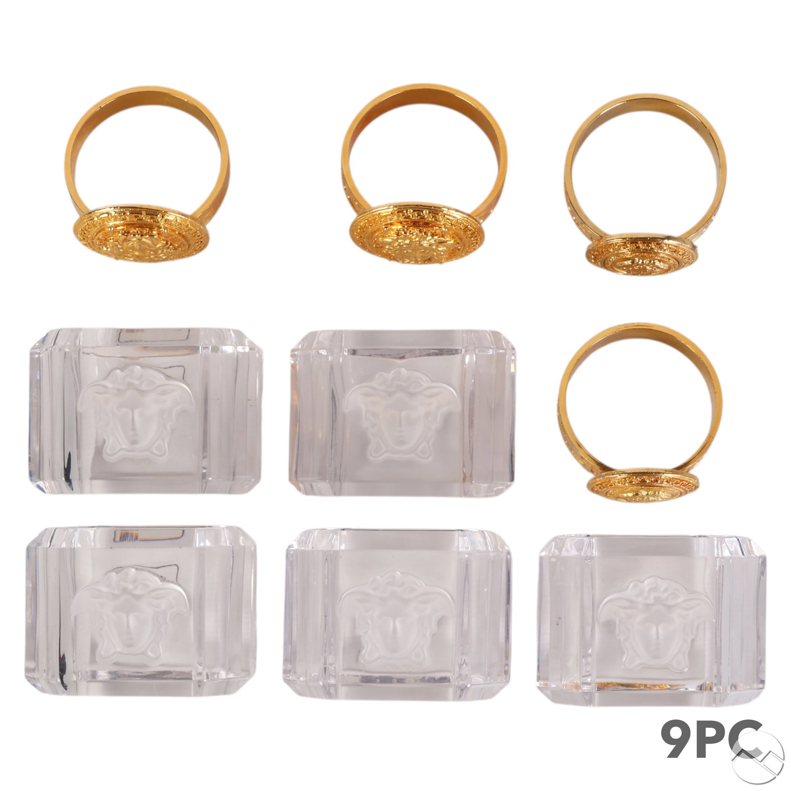 Versace Rosenthal Crystal & Gilt Napkin Rings LOT (1 of 6)