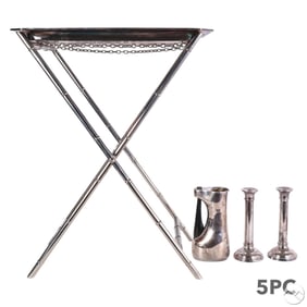 Ralph Lauren Tray Table Pitcher & Candlesticks LOT