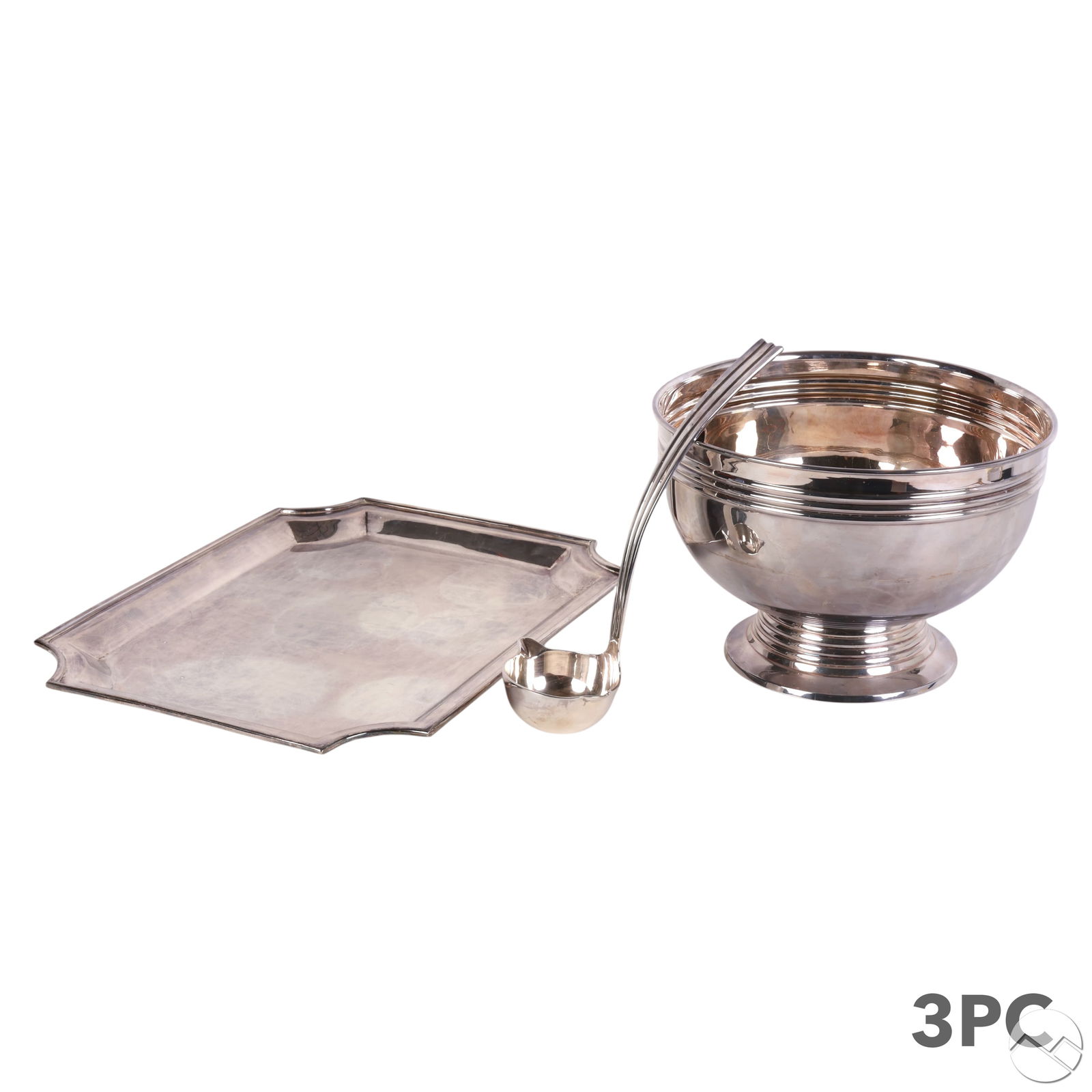 Ralph Lauren Silvered Punch Bowl Ladle & Tray LOT (1 of 10)