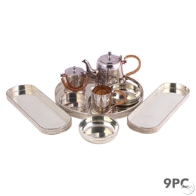 Ralph Lauren Home Silverplate Tea Set & Trays LOT