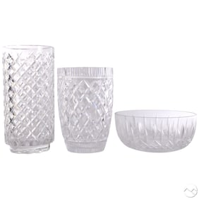 Waterford Crystal Lismore Alana Vase Bowl 3pc LOT
