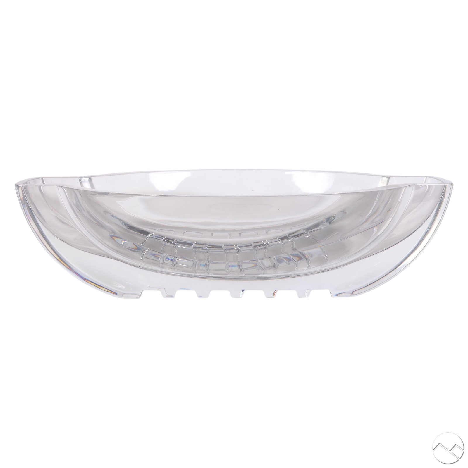 Baccarat French Crystal Milan Centerpiece Bowl: Baccarat French crystal Milan limited edition bowl featuring a sleek, architectural form with sculptural linear cuts and high-clarity crystal. The bowls deep open shape and stepped interior ridges cre